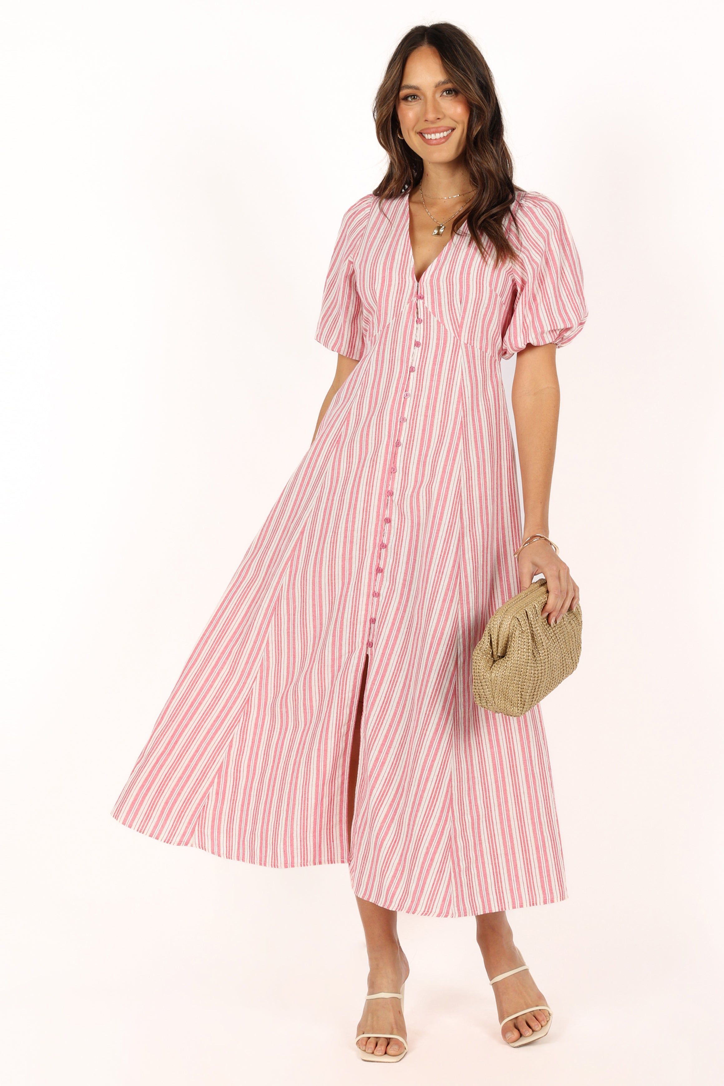 Prairie Midi Dress - Pink Stripe sold by Petal & Pup product image thumbnail 4