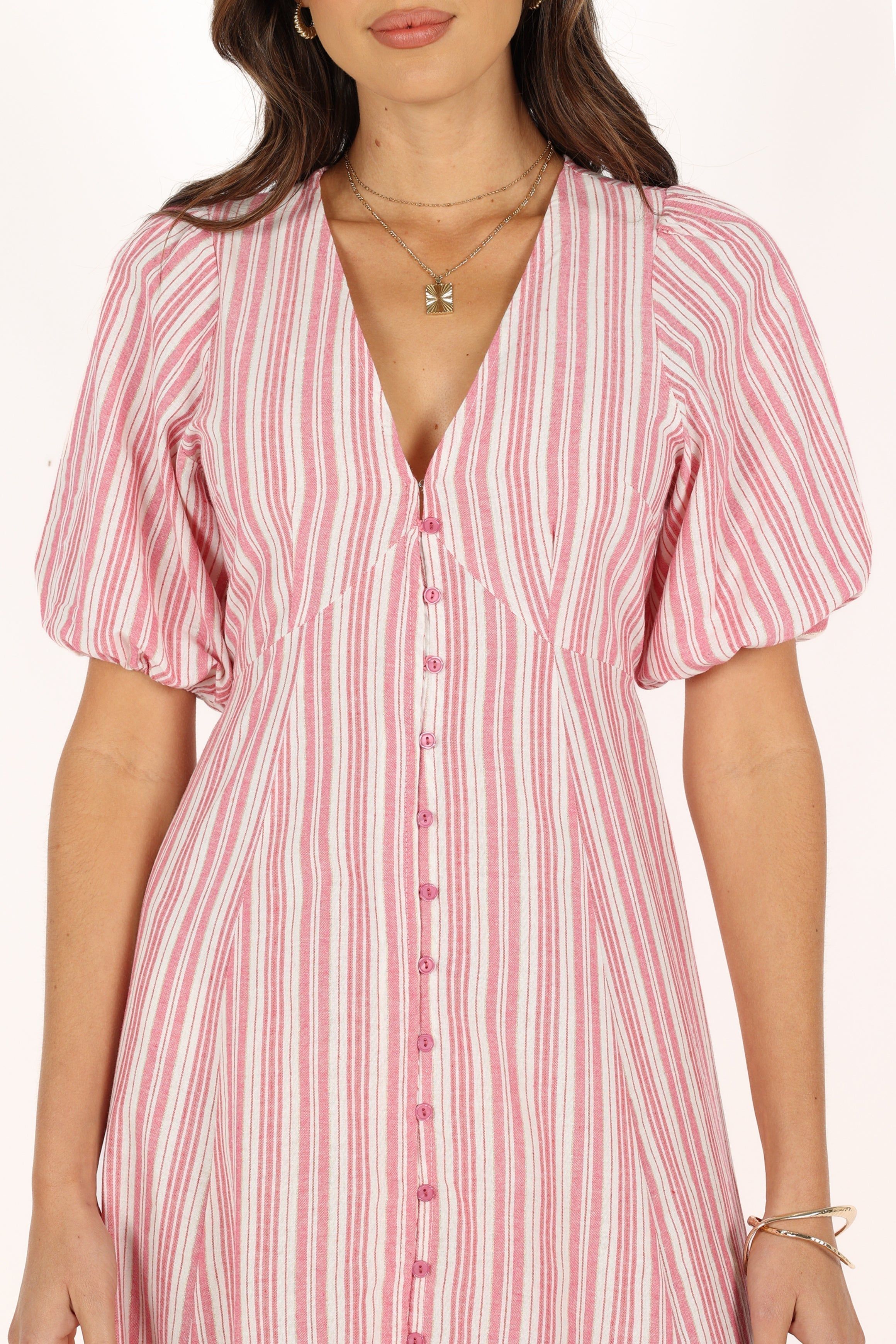 Prairie Midi Dress - Pink Stripe sold by Petal & Pup product image thumbnail 5
