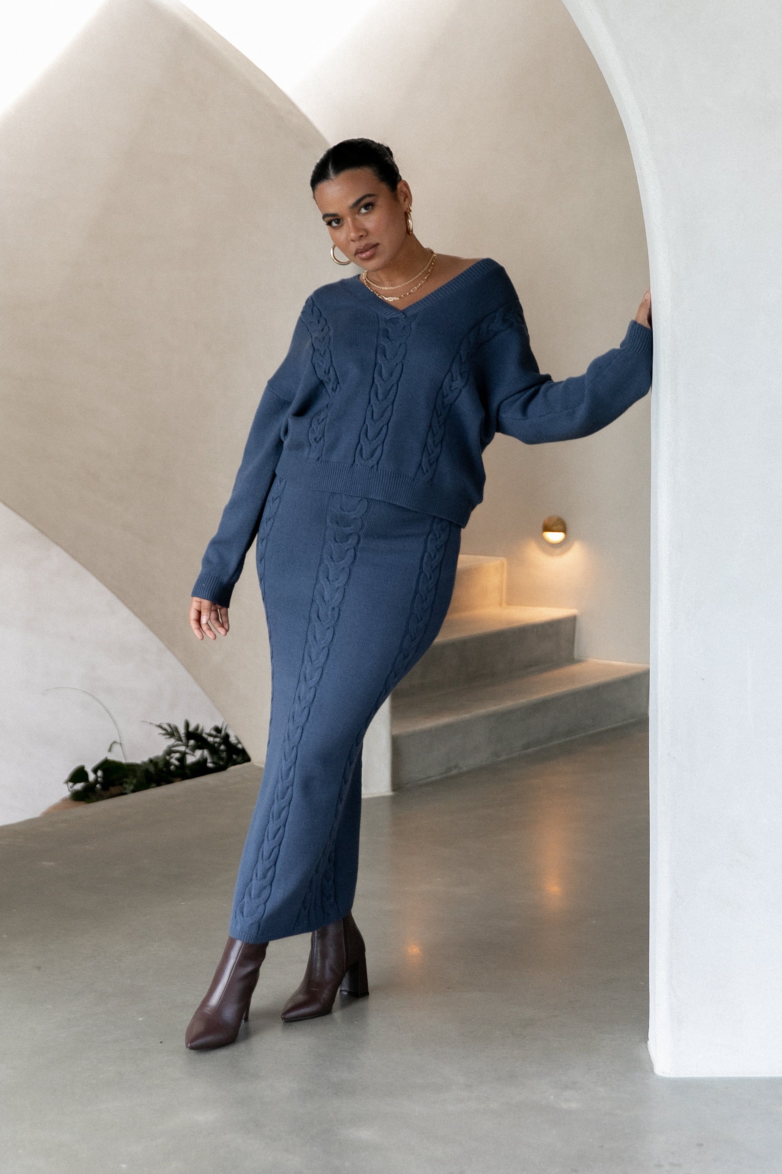 Aspen Cable Knit Sweater - Midnight Blue sold by Petal & Pup product image thumbnail 10