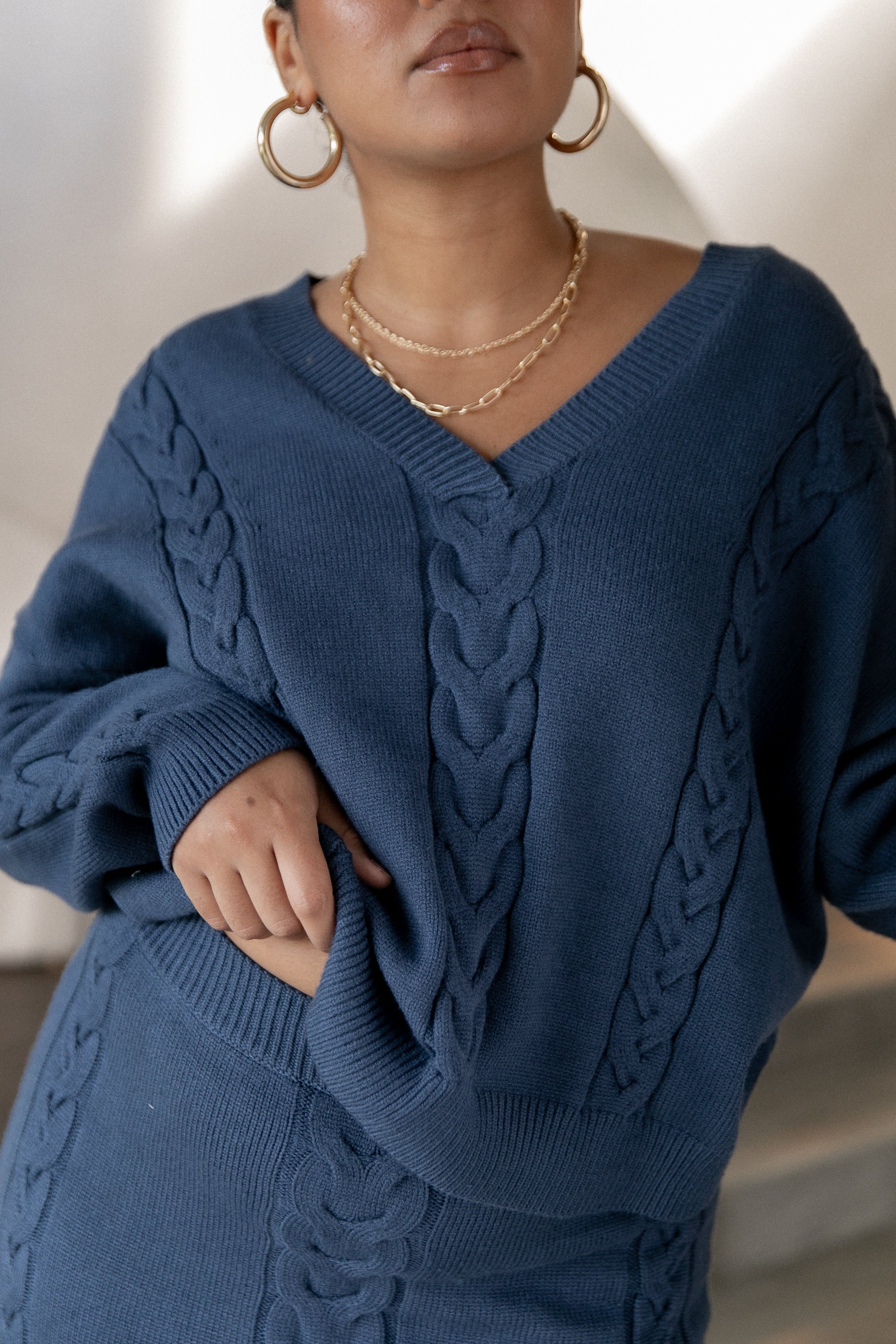 Aspen Cable Knit Sweater - Midnight Blue sold by Petal & Pup product image thumbnail 4