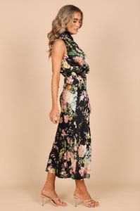 Anabelle Halter Neck Maxi Dress - Black Floral sold by Petal & Pup