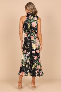 Anabelle Halter Neck Maxi Dress - Black Floral sold by Petal & Pup