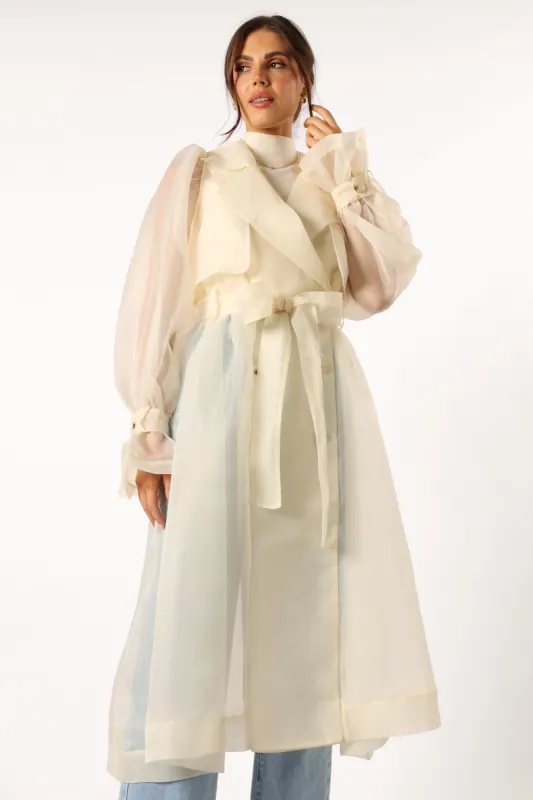 Braelynn Sheer Trench Coat - Cream sold by Petal & Pup