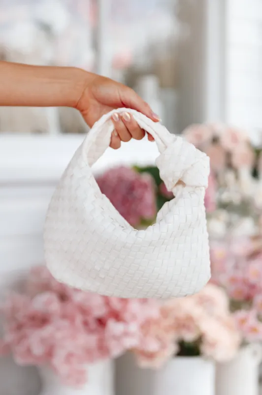 Alma Woven Shoulder Bag - White sold by Petal & Pup