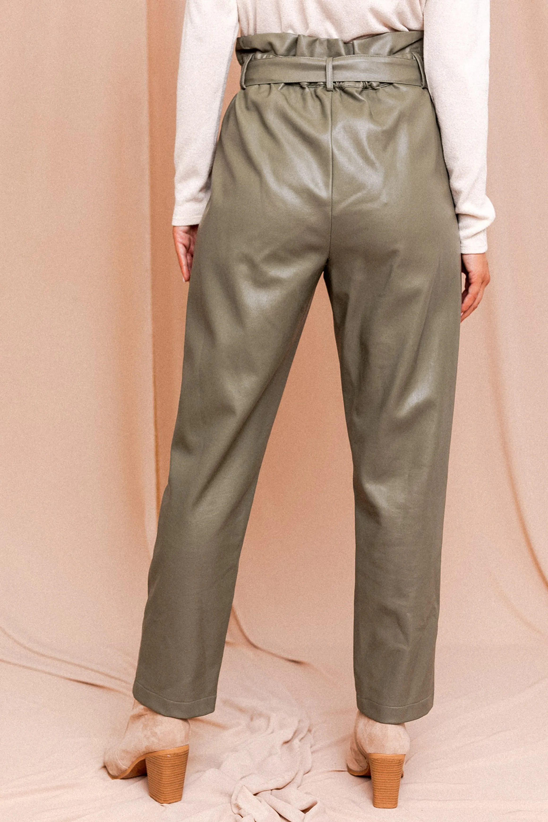 Hamilton Faux Leather Pants - Olive sold by Petal & Pup product image thumbnail 2