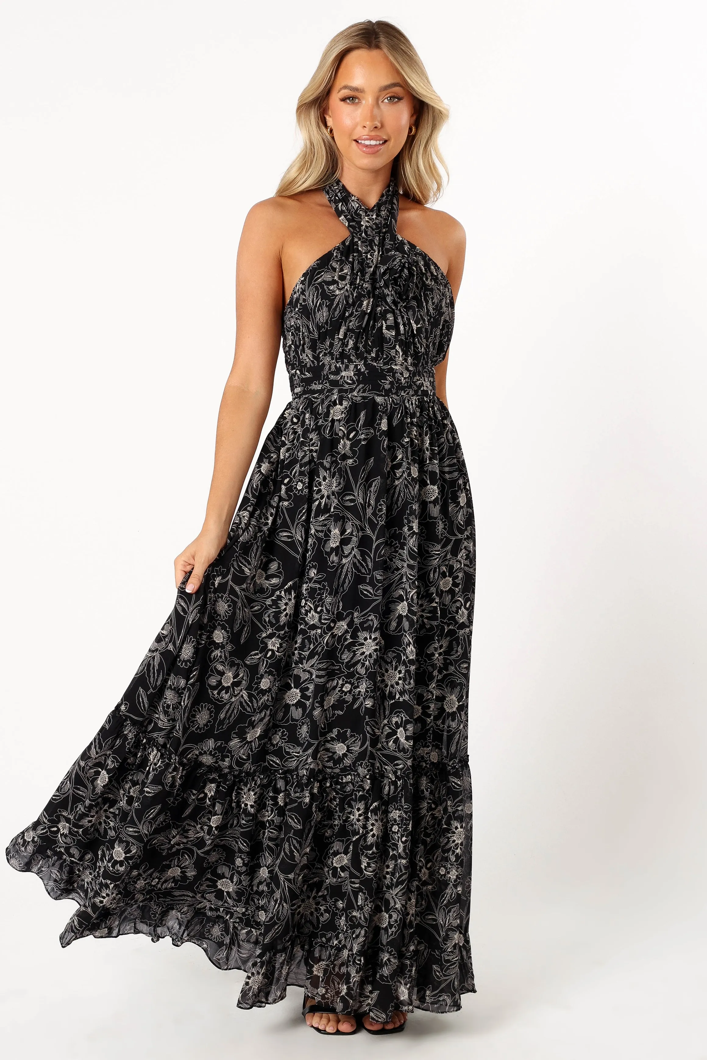 Lennon Halterneck Maxi Dress - Black Floral sold by Petal & Pup product image thumbnail 5