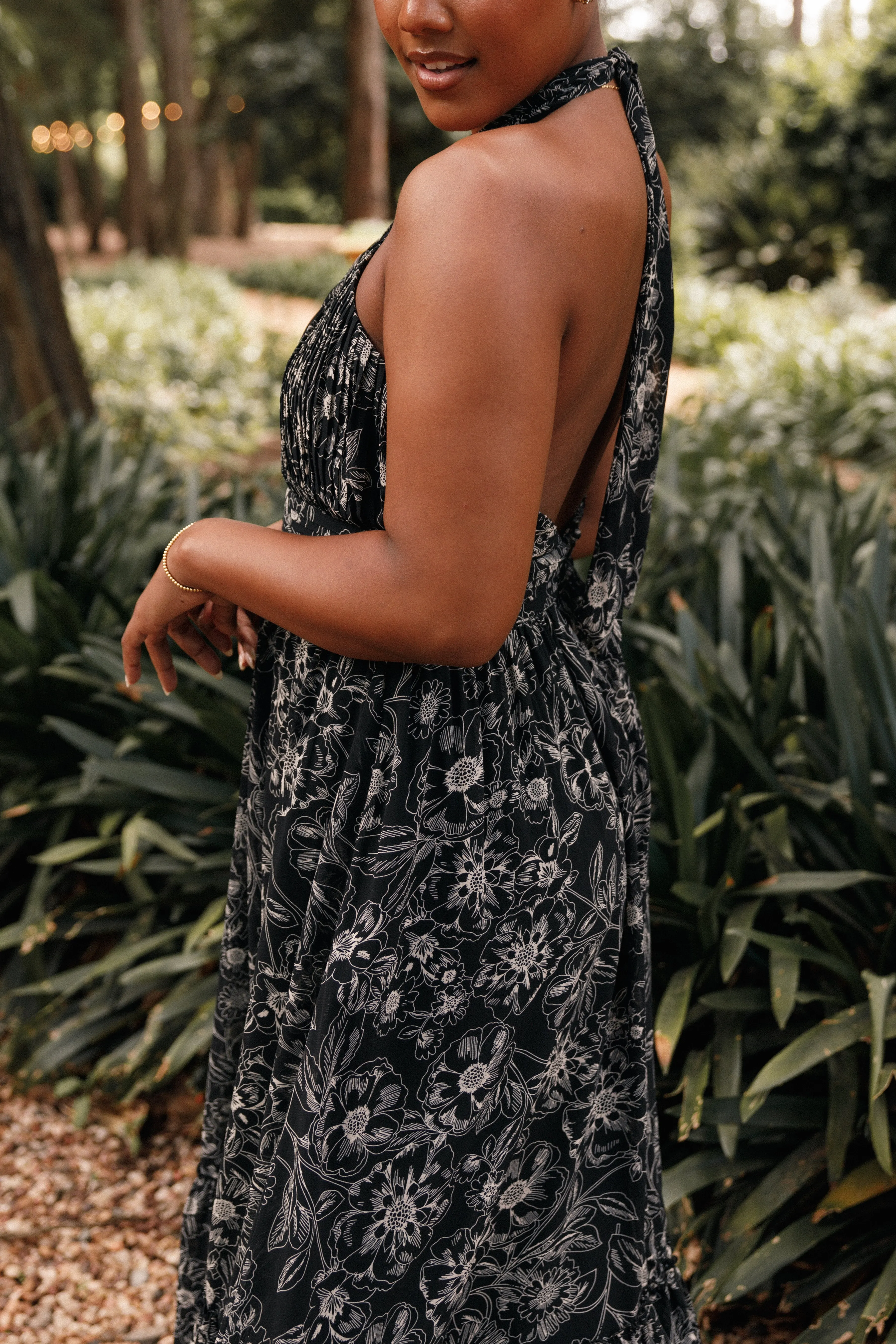 Lennon Halterneck Maxi Dress - Black Floral sold by Petal & Pup product image thumbnail 3
