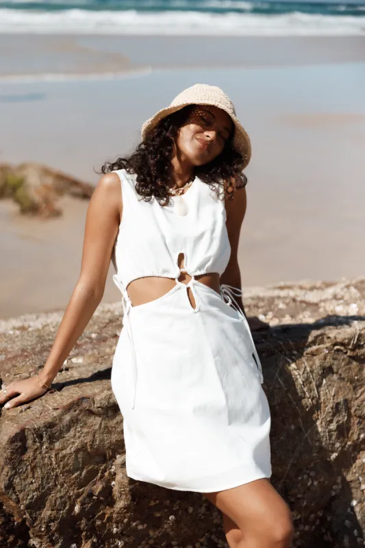 Faye Cut Out Mini Dress - White sold by Petal & Pup