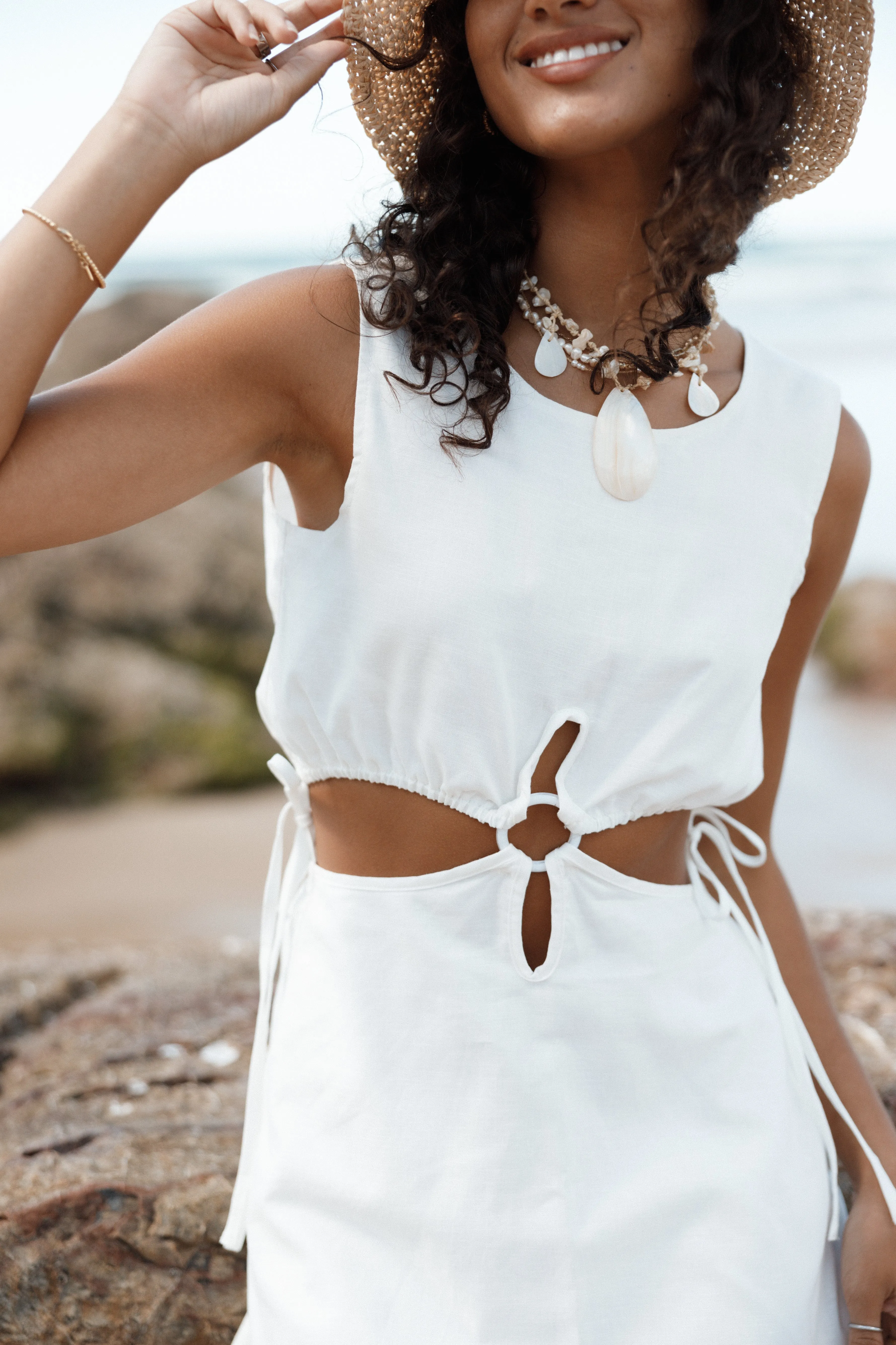 Faye Cut Out Mini Dress - White sold by Petal & Pup product image thumbnail 2