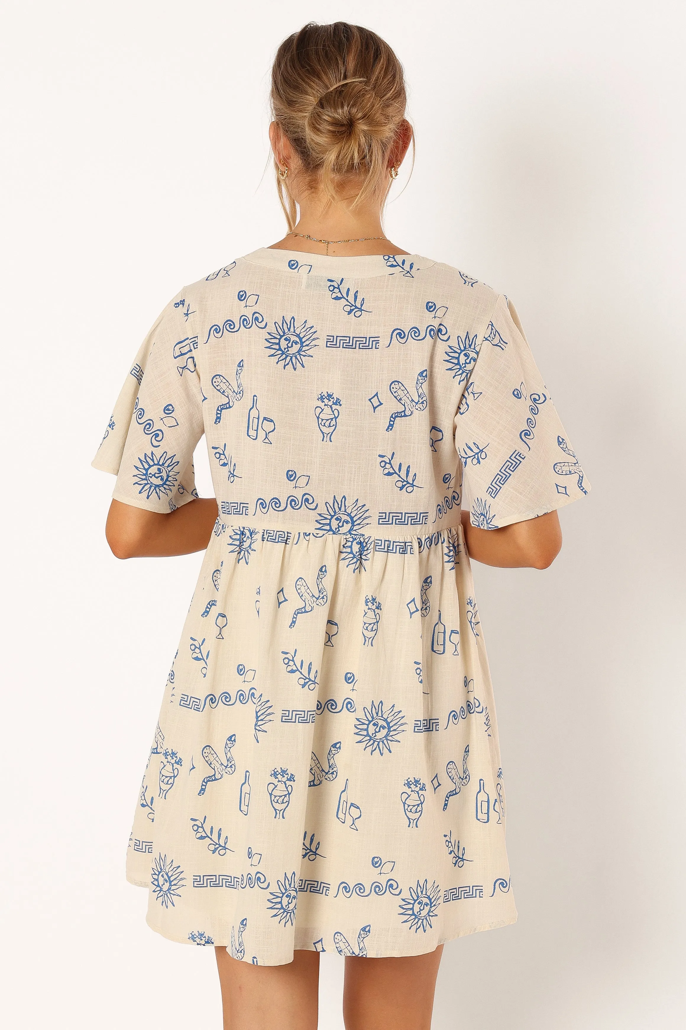 Elias Mini Dress - Beige Blue sold by Petal & Pup product image thumbnail 5