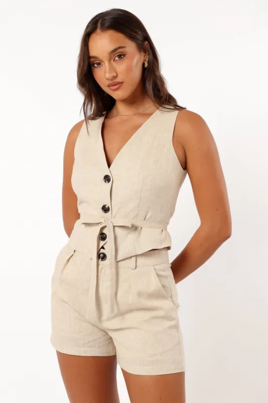 Allegra Linen Vest - Natural sold by Petal & Pup