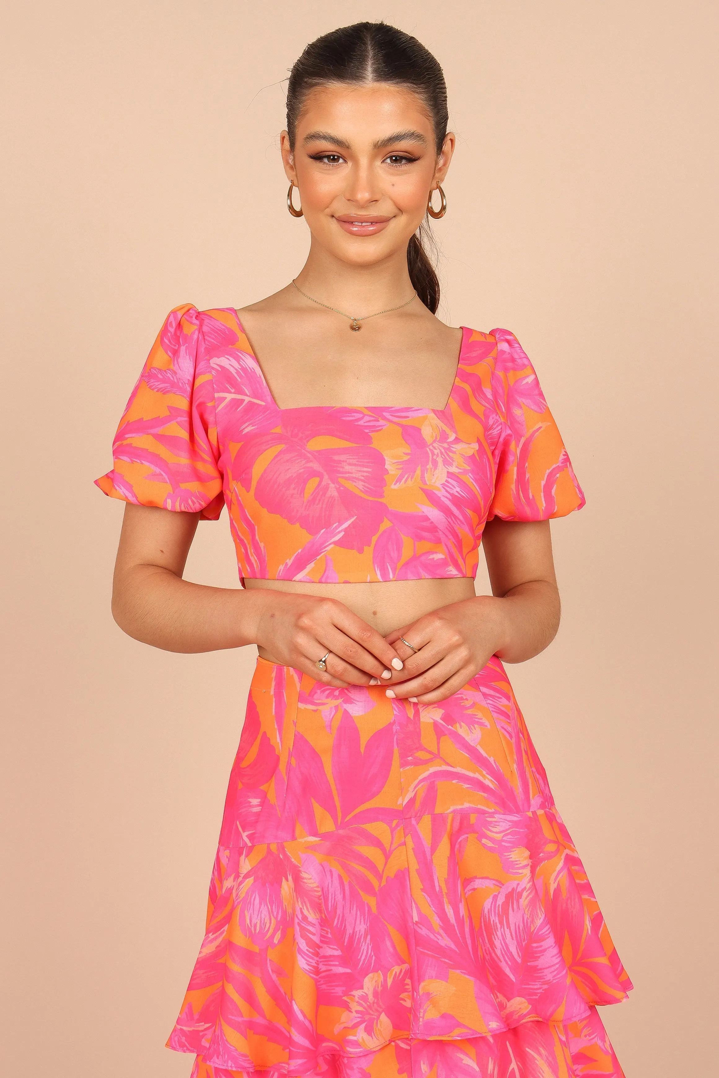 Addison Crop Top - Pink Tropics sold by Petal & Pup product image thumbnail 4