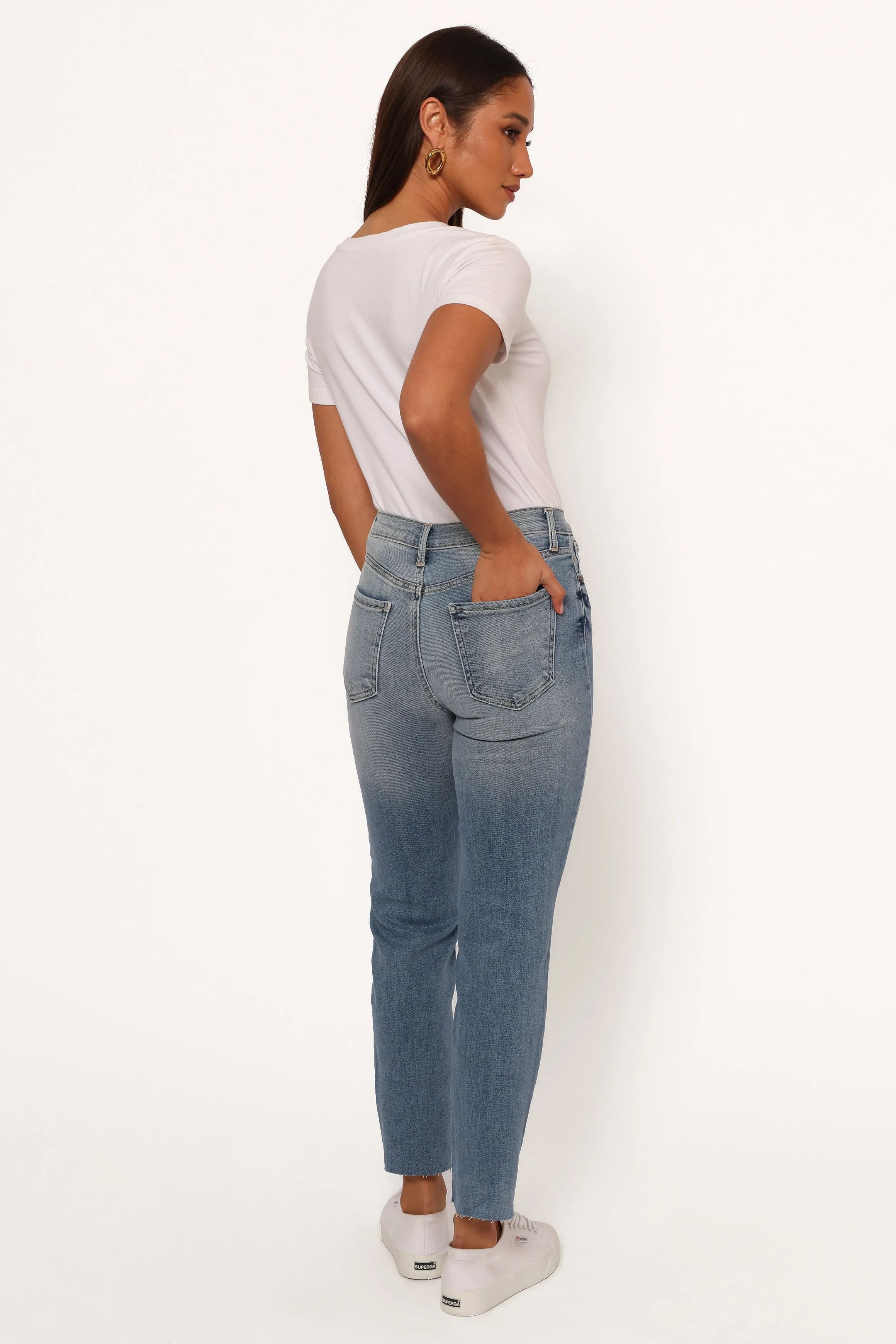 Just Black Distressed Slim Leg Jean - Light Denim sold by Petal & Pup product image thumbnail 5