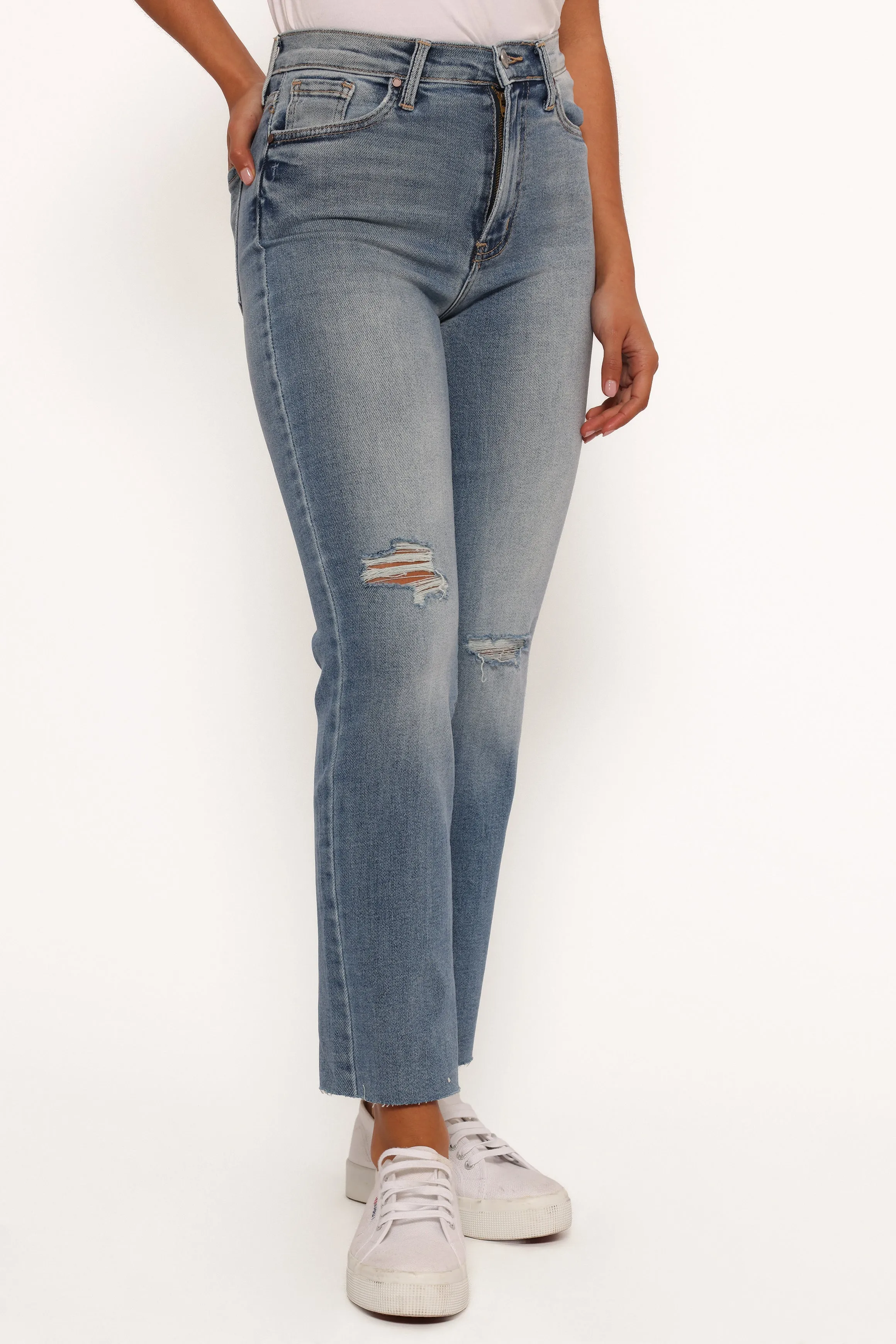 Just Black Distressed Slim Leg Jean - Light Denim sold by Petal & Pup product image thumbnail 3