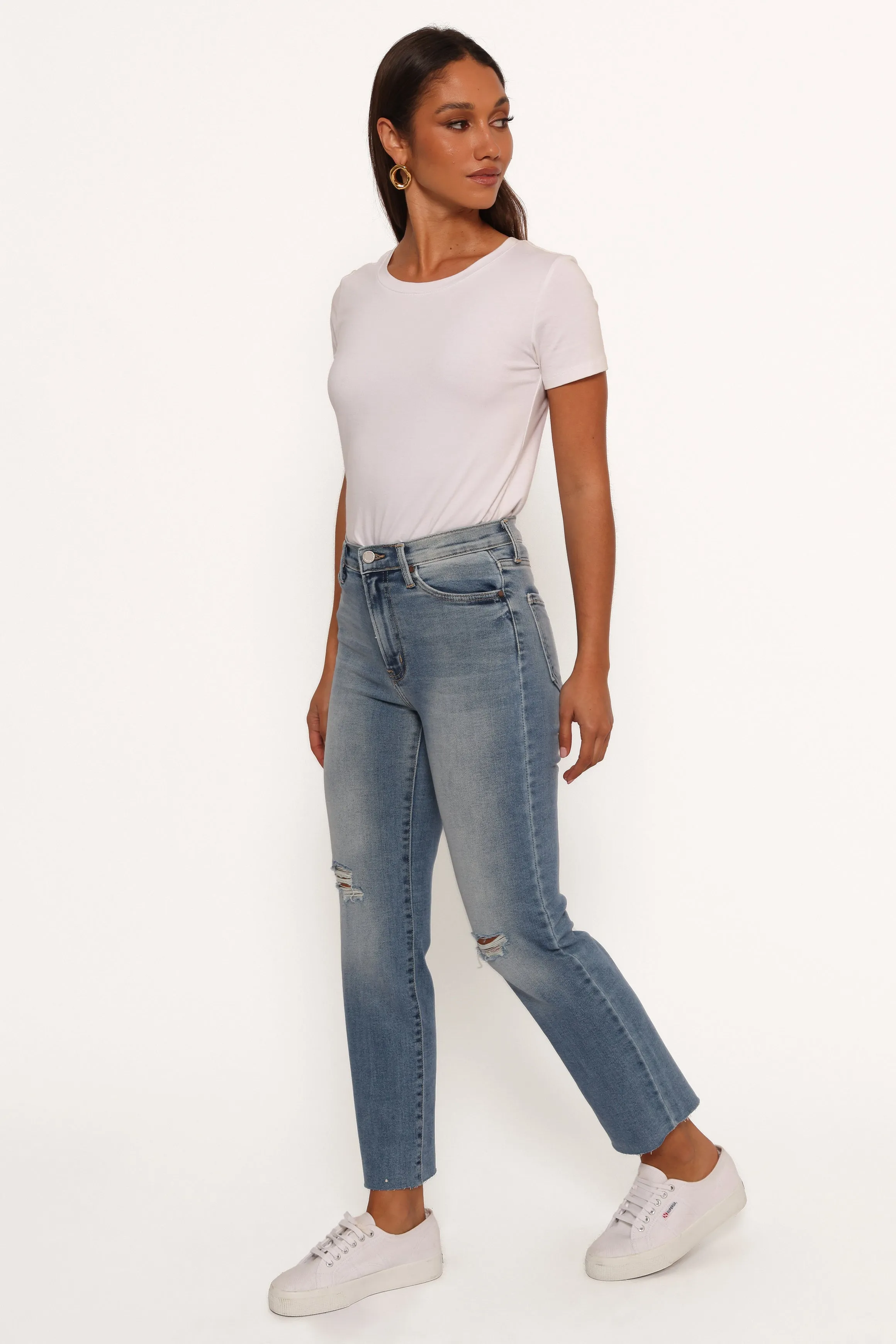 Just Black Distressed Slim Leg Jean - Light Denim sold by Petal & Pup product image thumbnail 2