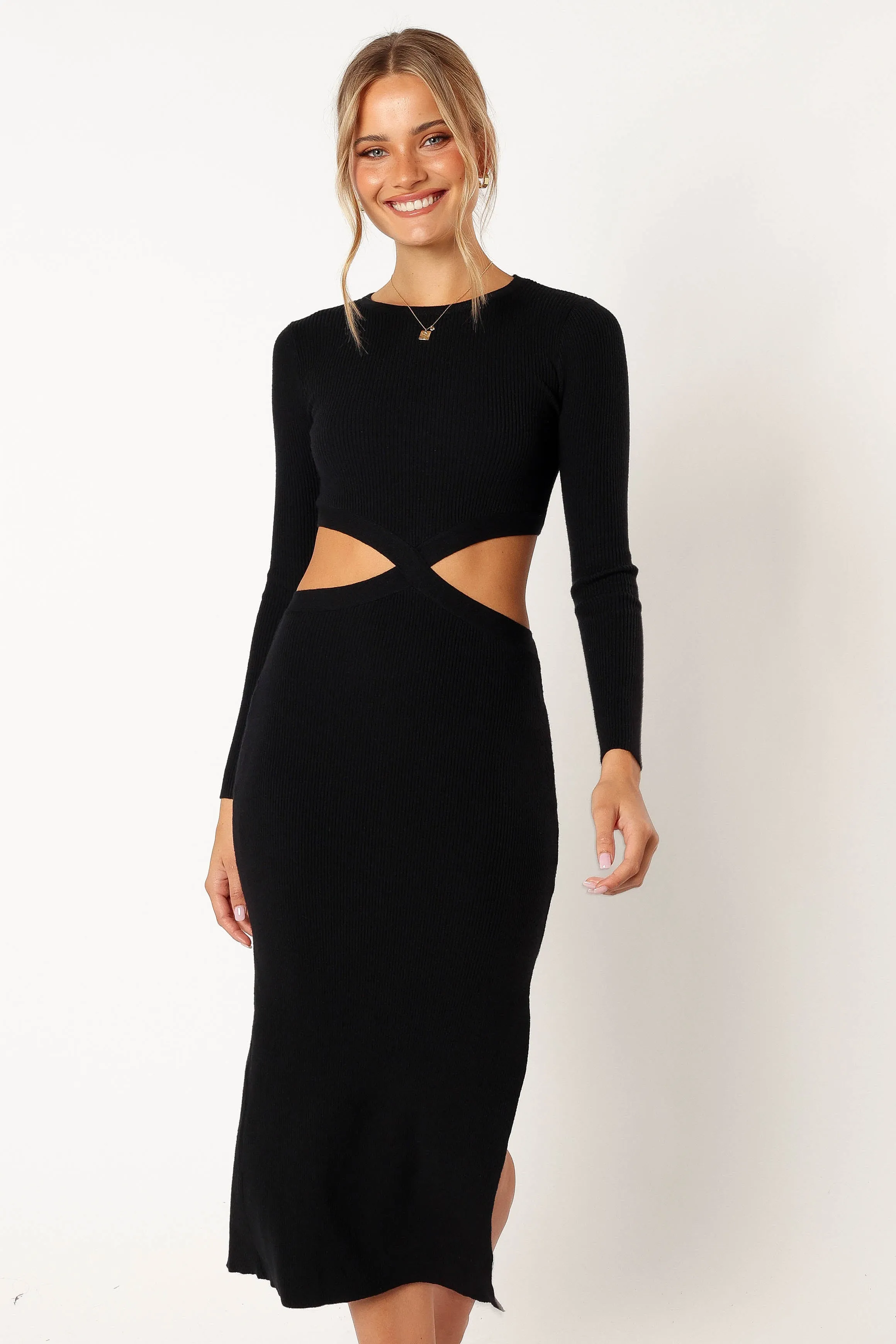 Jonah Long Sleeve Midi Dress - Black sold by Petal & Pup
