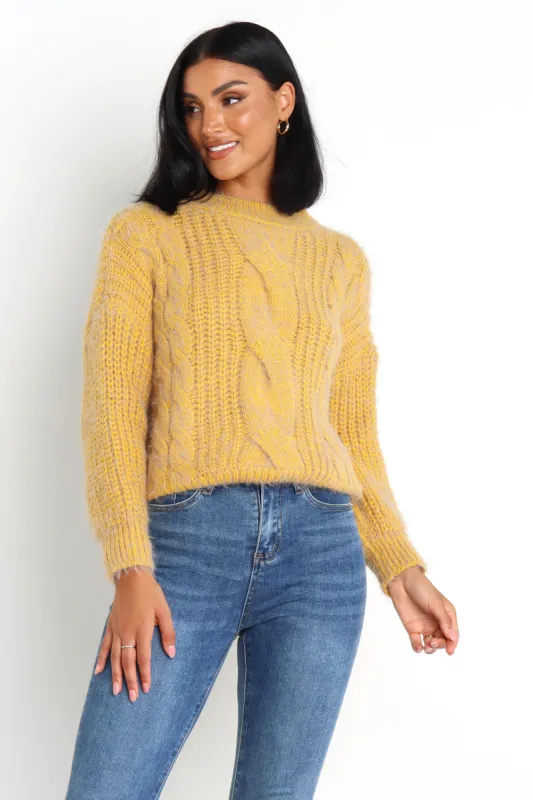 Jessica Knit Sweater - Mustard sold by Petal & Pup
