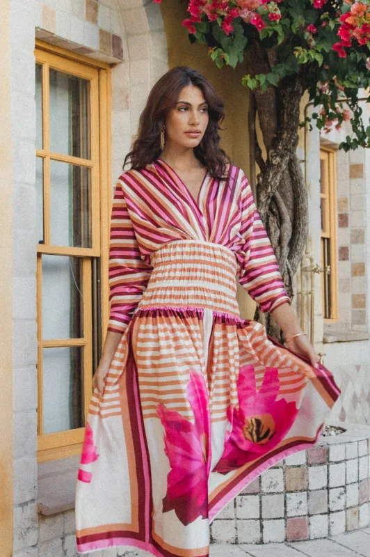 Emilia Long Sleeve Maxi Dress - Pink Stripe sold by Petal & Pup