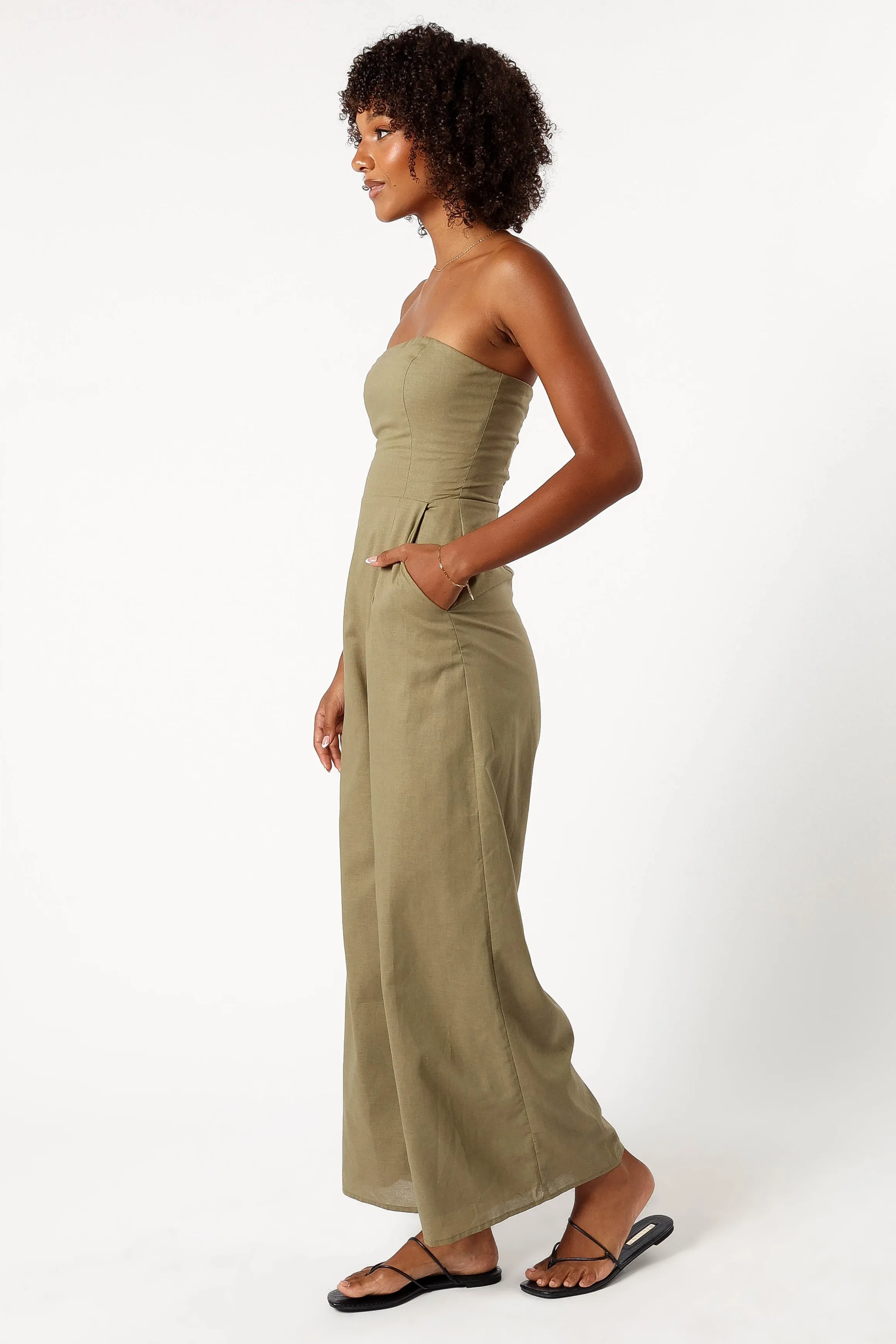 Jodie Strapless Jumpsuit - Olive sold by Petal & Pup product image thumbnail 4