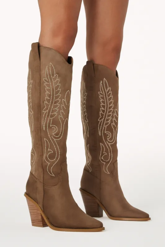 Sally Cowboy Boot - Taupe sold by Petal & Pup