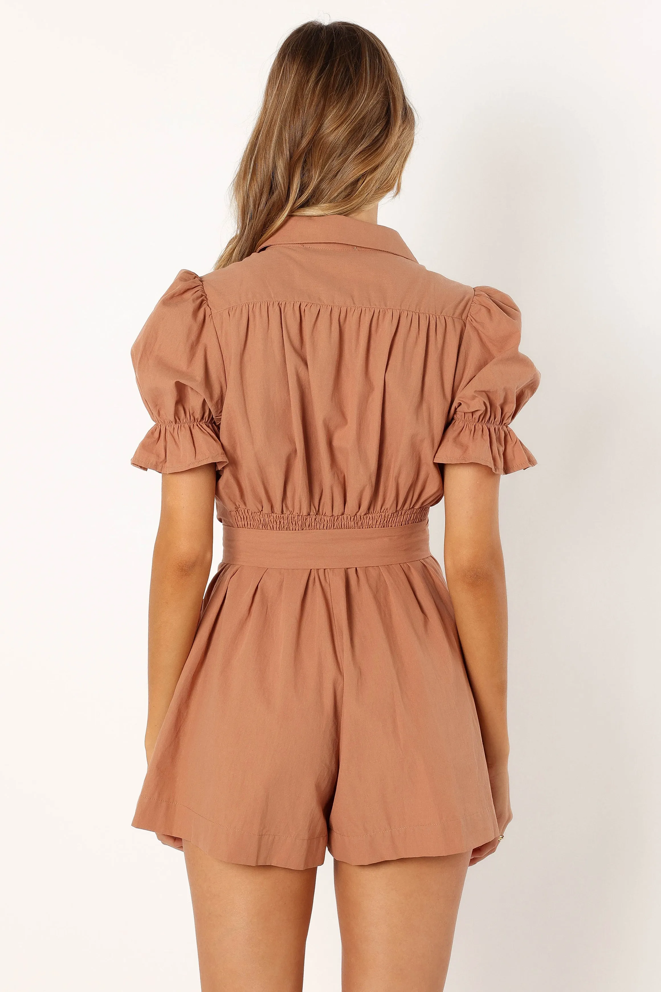 Riley Waist Tie Romper - Mocha sold by Petal & Pup product image thumbnail 4