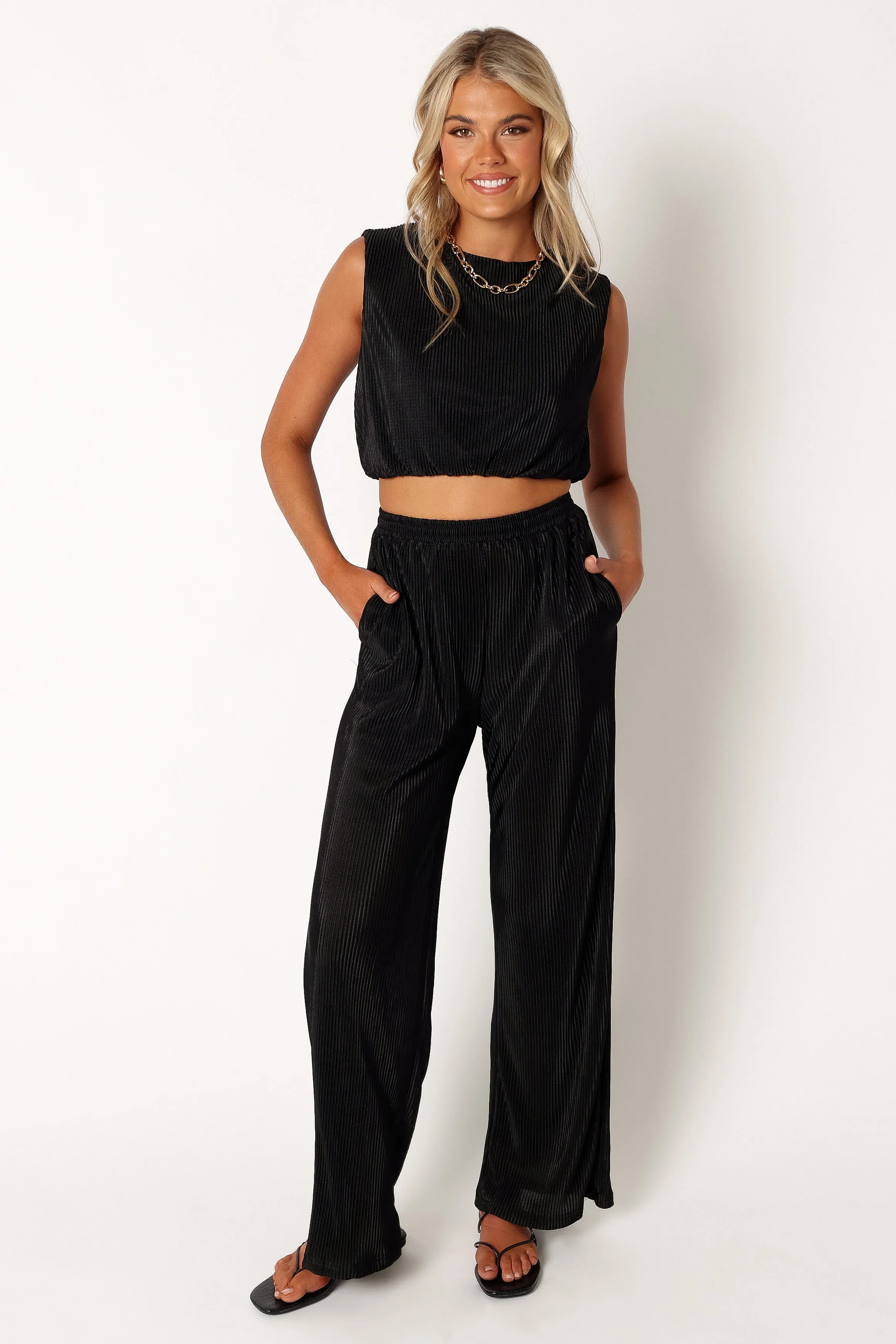 Lucy Plisse Pants - Black sold by Petal & Pup product image thumbnail 3