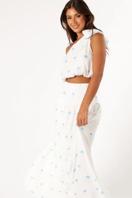 Greer Two Piece Set - White Blue sold by Petal & Pup