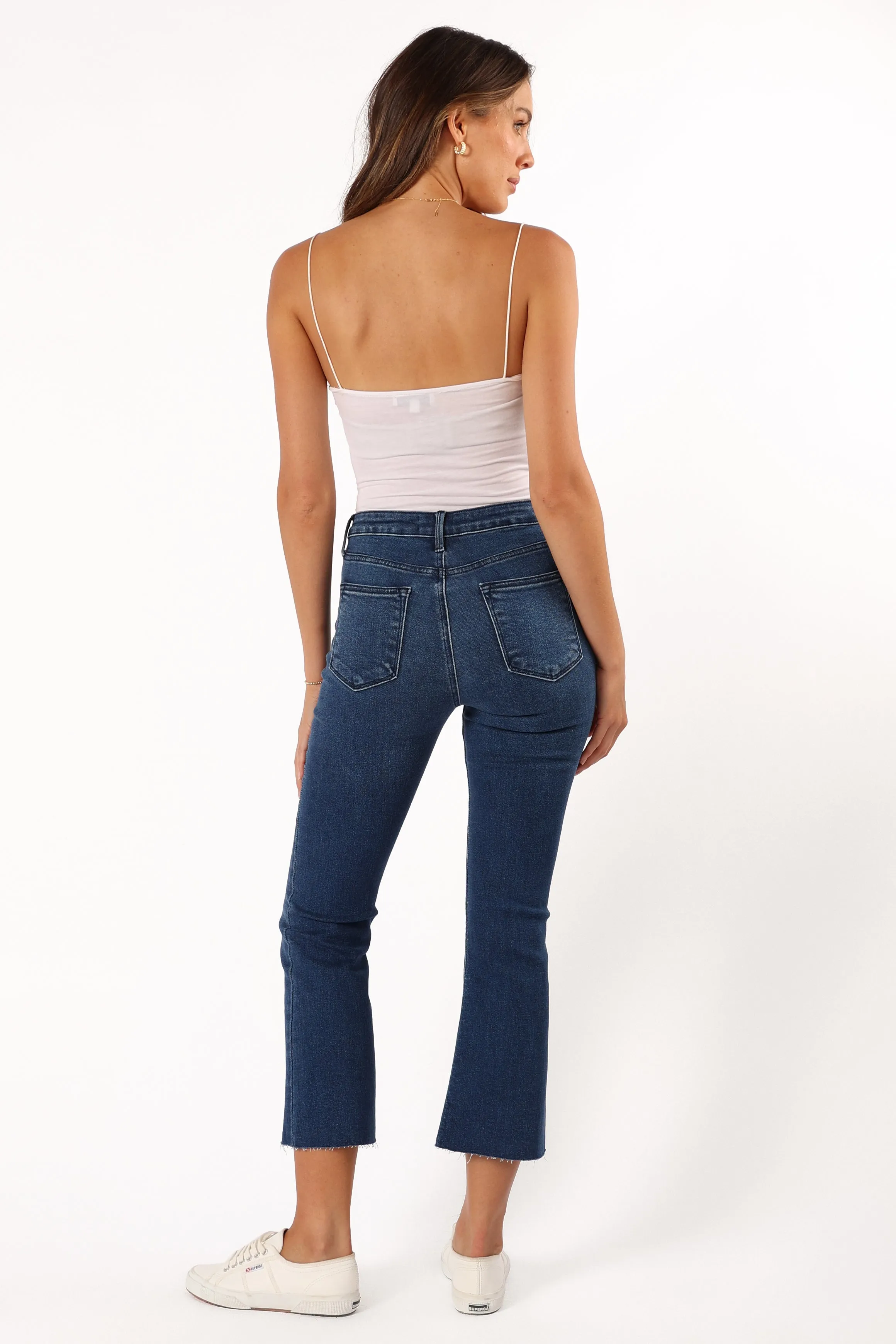 Luna High Rise Tonal Crop Flare Jean - Dark Denim sold by Petal & Pup product image thumbnail 4
