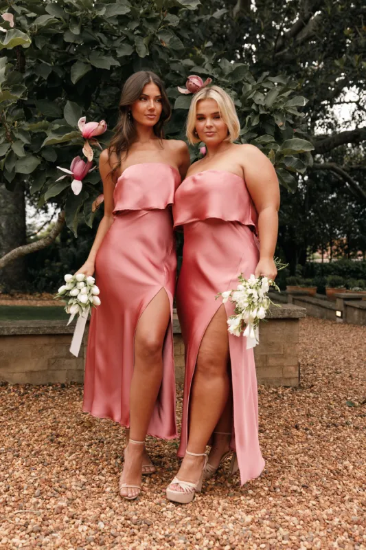 Vienna Strapless Midi Dress - Dusty Rose sold by Petal & Pup