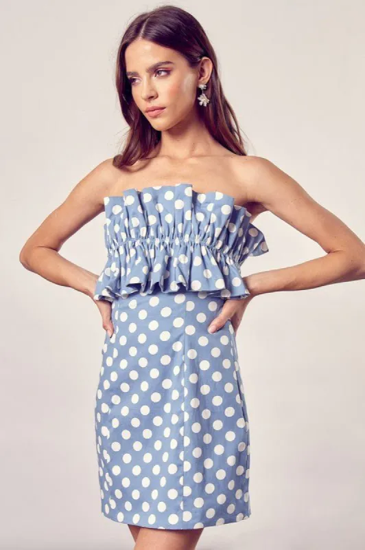 Prinnie Strapless Mini Dress - Chambray sold by Petal & Pup