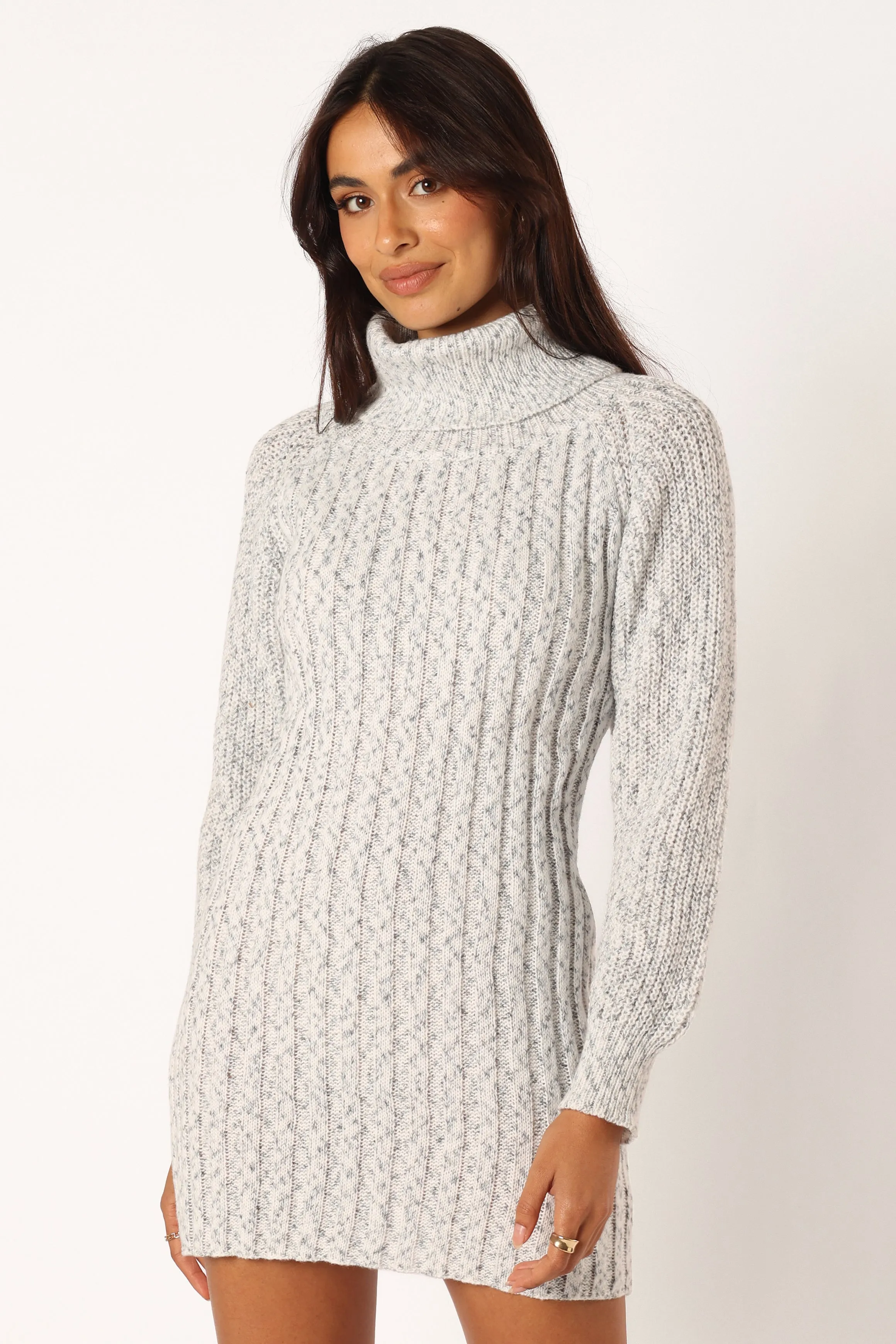 Kourtney Long Sleeve Mini Dress - Grey Marle sold by Petal & Pup product image thumbnail 5