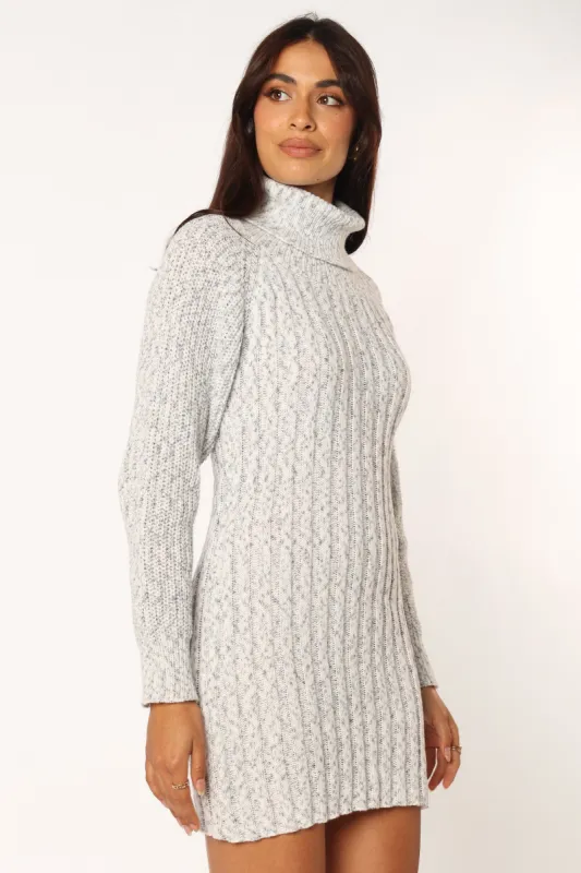 Kourtney Long Sleeve Mini Dress - Grey Marle sold by Petal & Pup