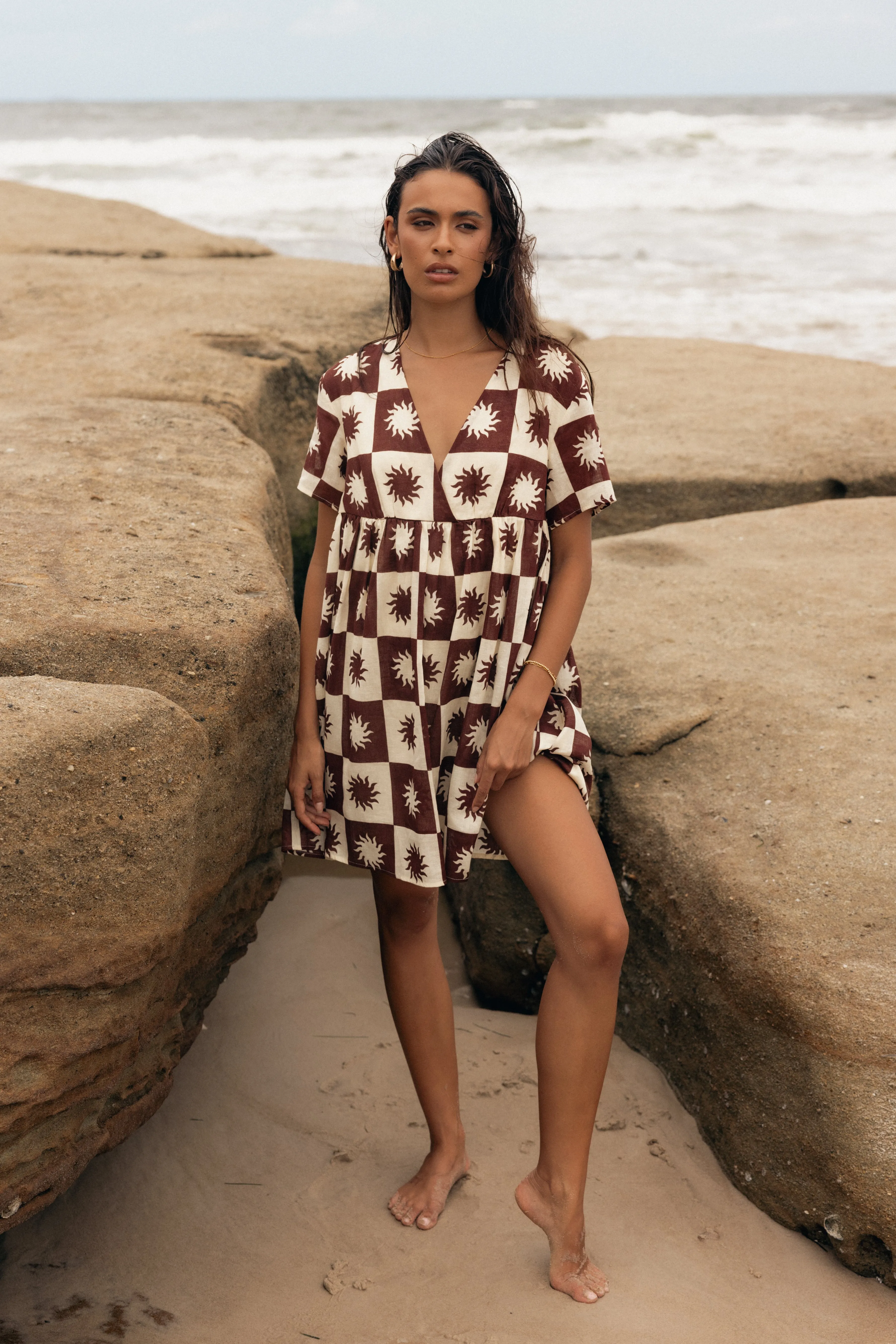 Carter Mini Dress - Brown Cream sold by Petal & Pup product image thumbnail 2