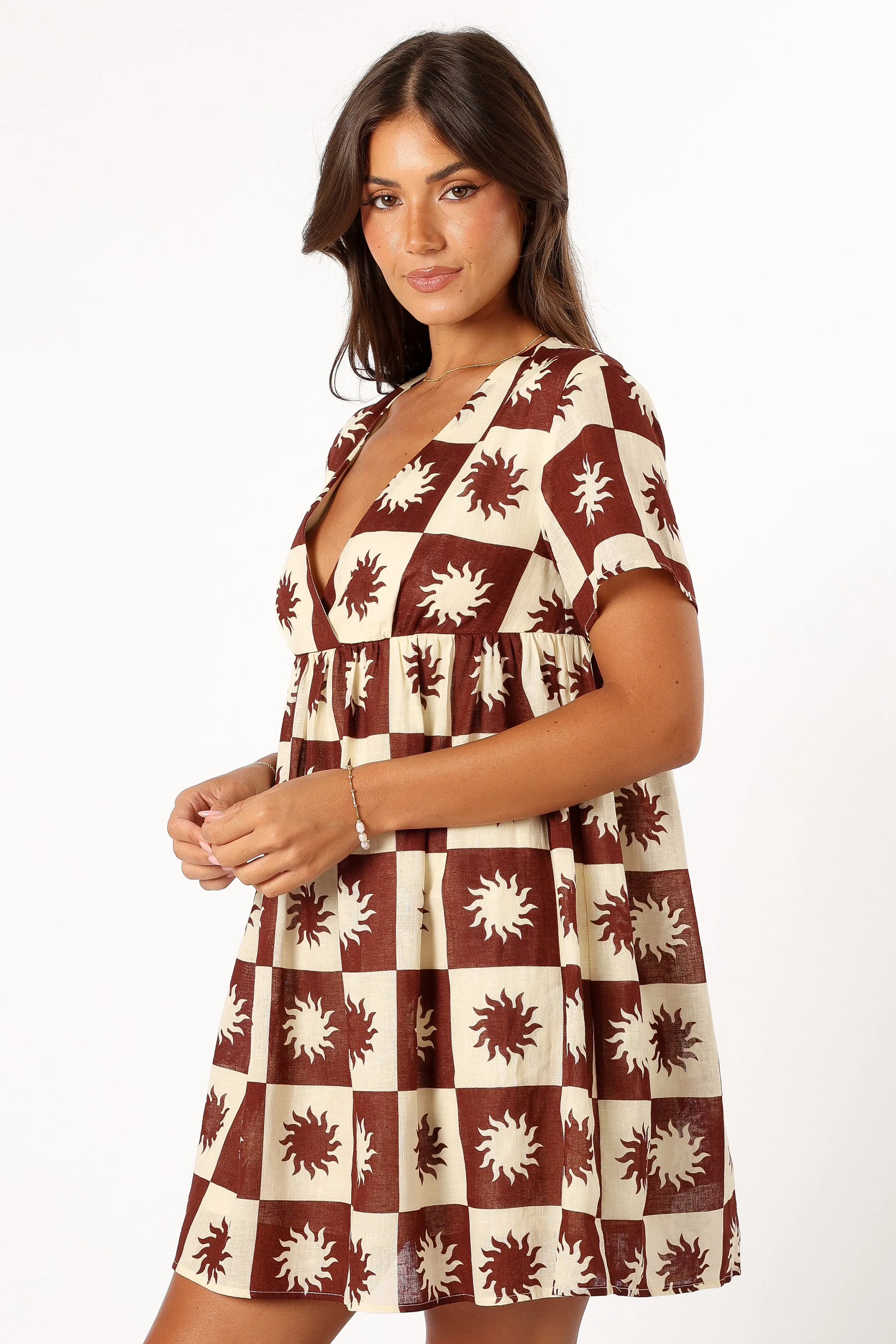 Carter Mini Dress - Brown Cream sold by Petal & Pup product image thumbnail 5