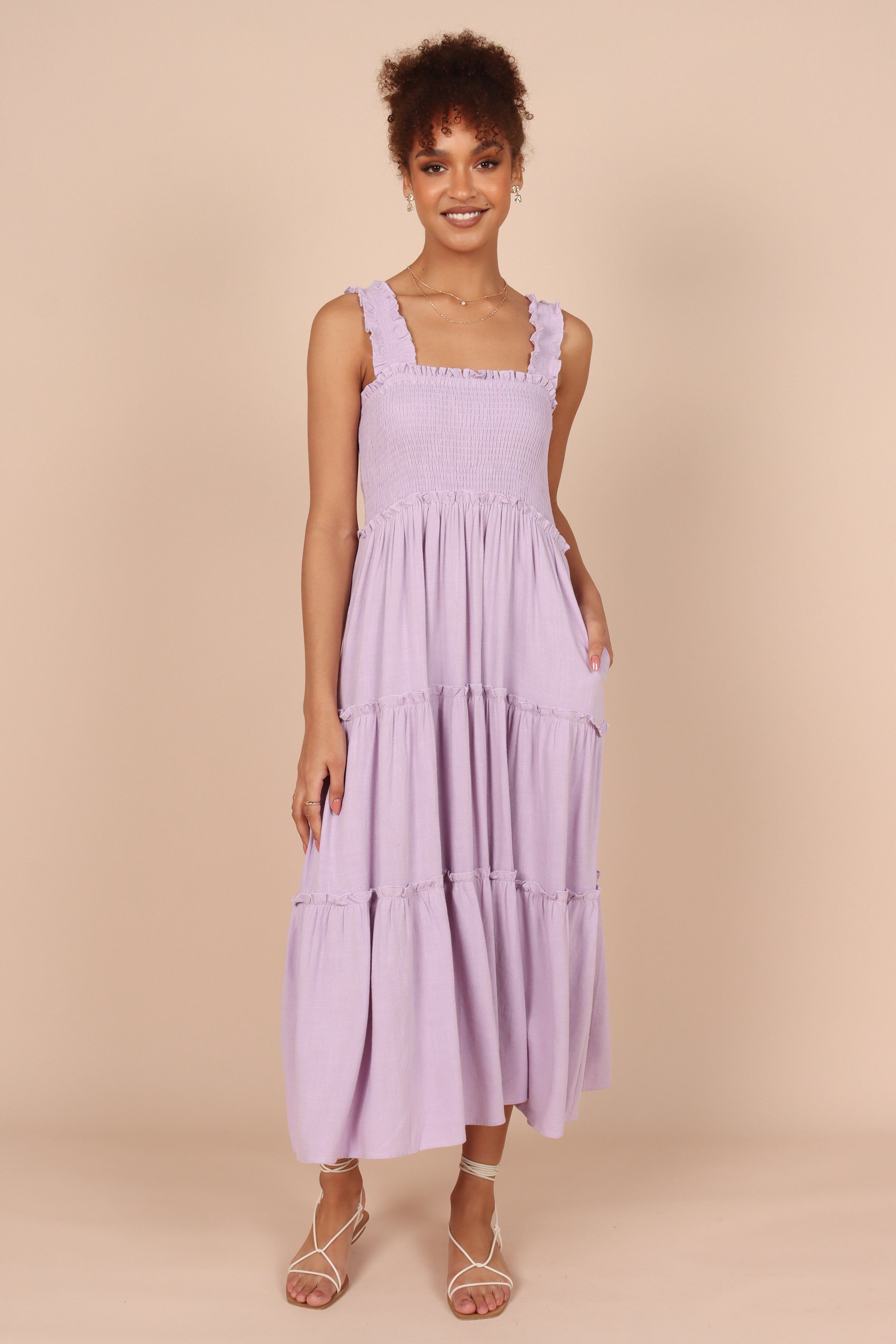 August Shirred Maxi Dress - Lilac sold by Petal & Pup product image thumbnail 3