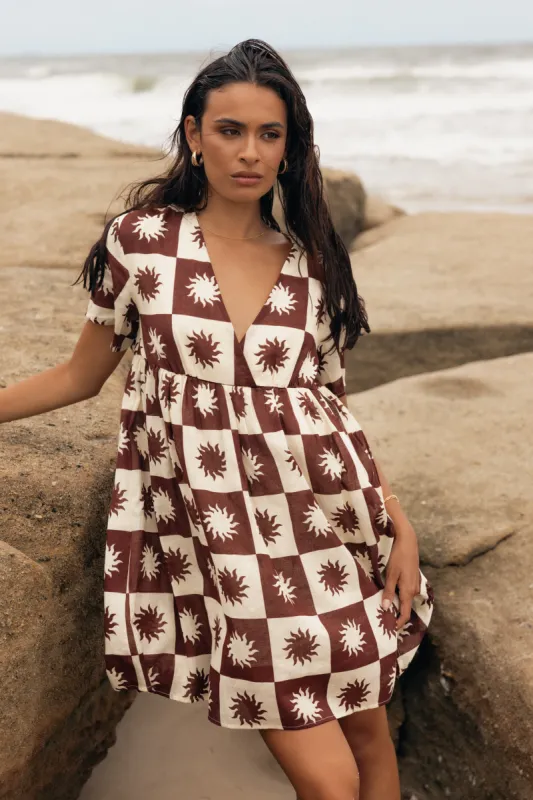 Carter Mini Dress - Brown Cream sold by Petal & Pup