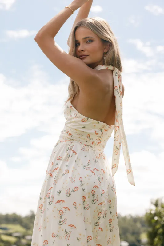 Allora Halter Dress - Yellow Floral sold by Petal & Pup