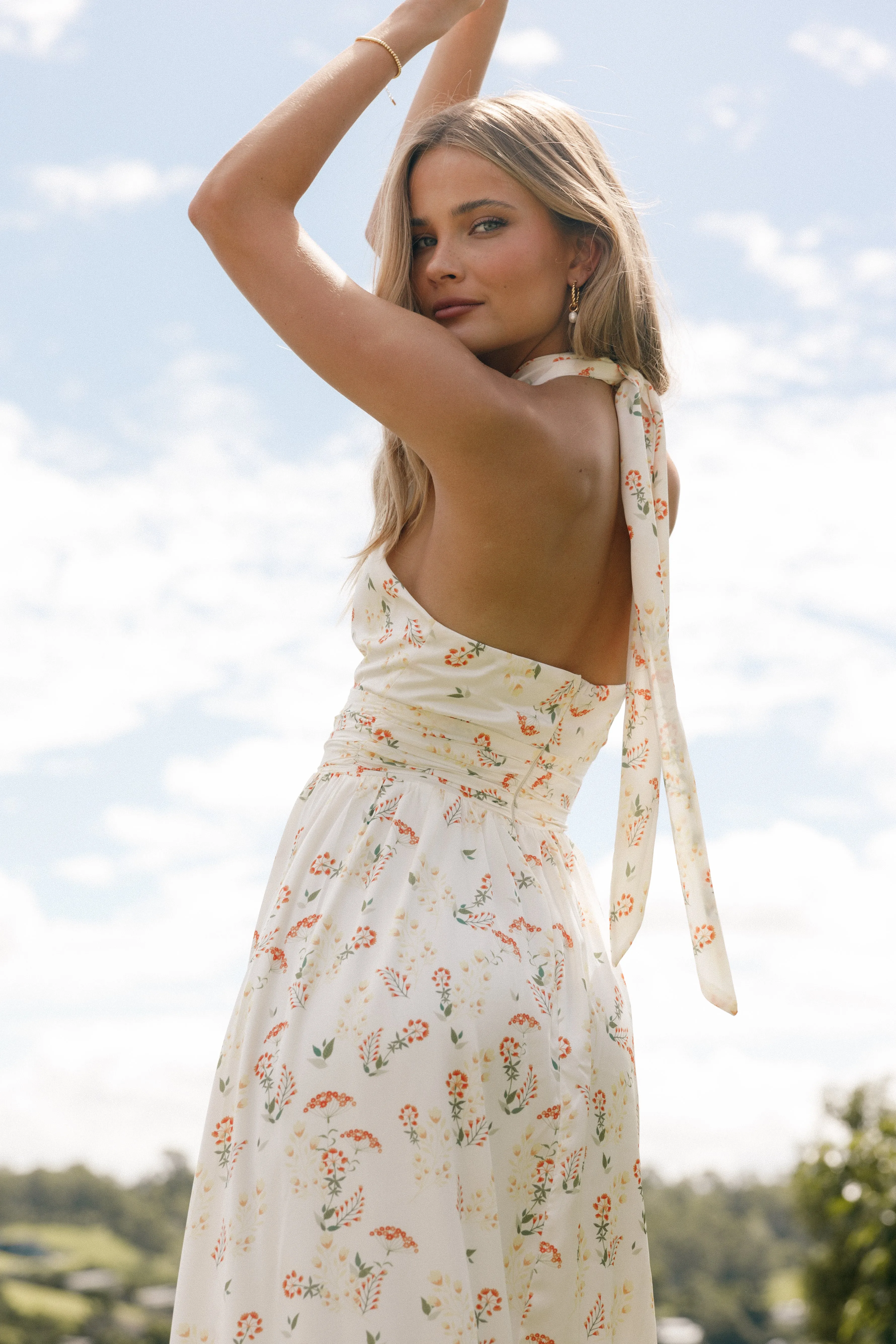 ワンピース VALLO DE NEAR Dahlia Halter Dress Yellow Alemais Dahlia Halter Gown in Lemon | REVOLVE