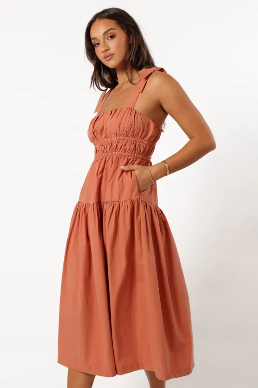 Ninah Midi Dress - Terracotta sold by Petal & Pup