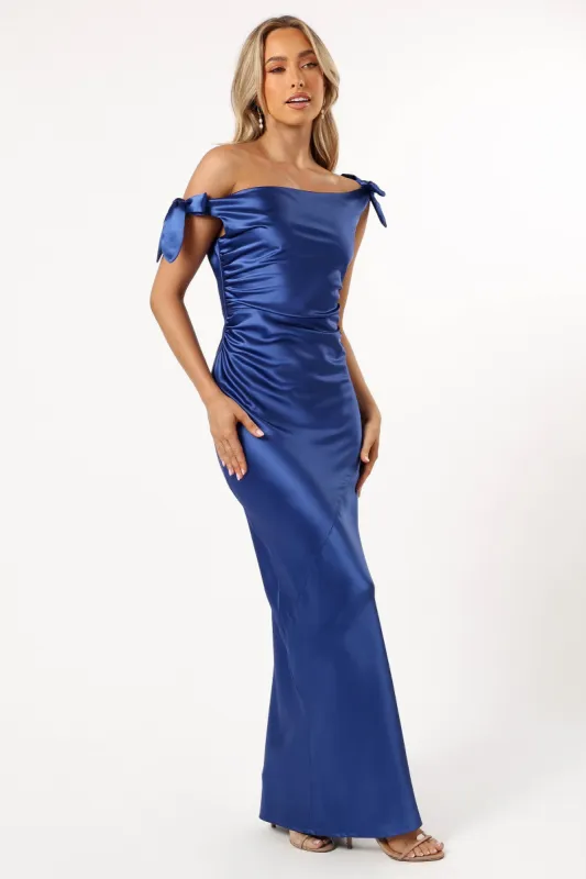 Selma Off Shoulder Maxi Dress - Blue sold by Petal & Pup