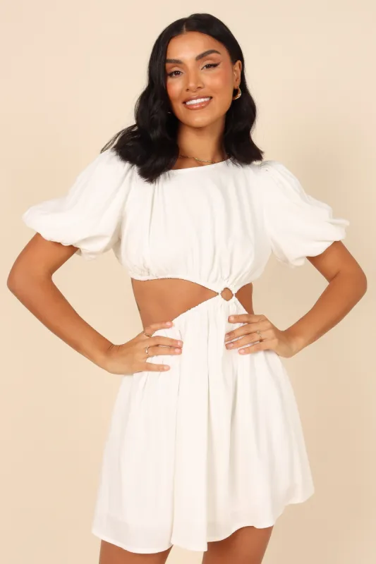 Joanna Cut Out Mini Dress - White sold by Petal & Pup