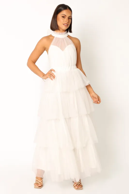 Frances Halterneck Maxi Dress - Off White sold by Petal & Pup