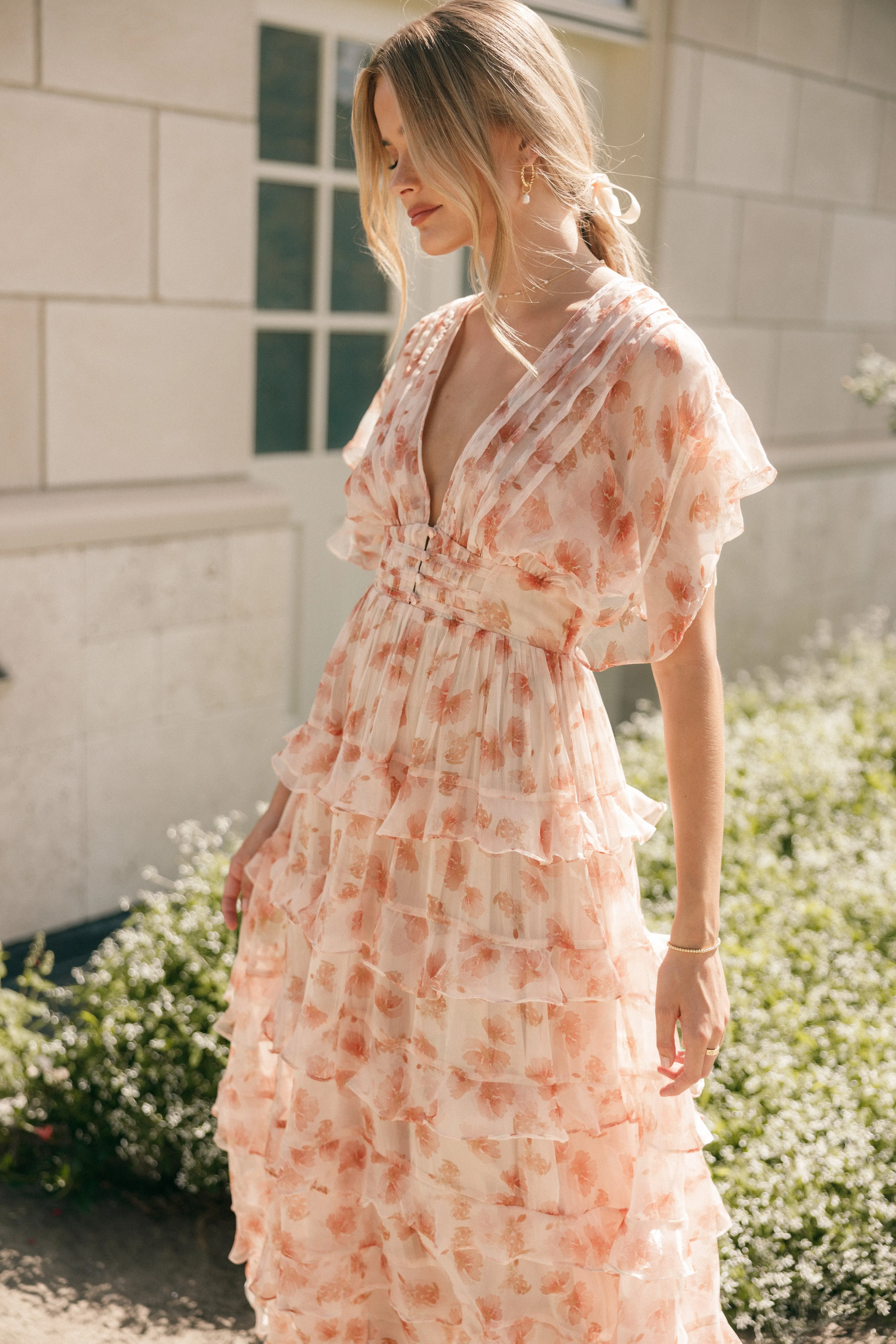 Wendi Ruffle Dress - Dark Peach Floral sold by Petal & Pup product image thumbnail 2