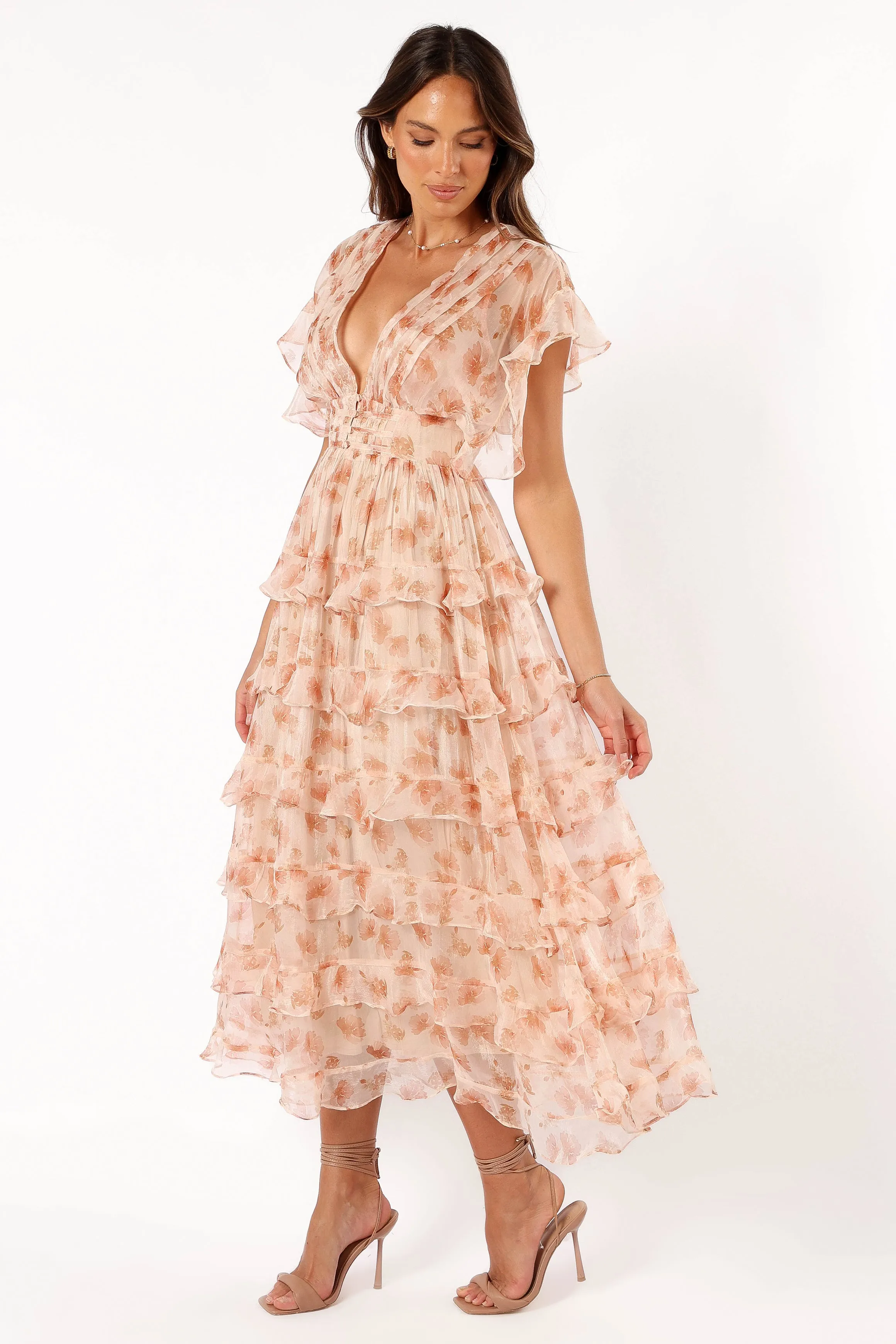 Wendi Ruffle Dress - Dark Peach Floral sold by Petal & Pup product image thumbnail 3