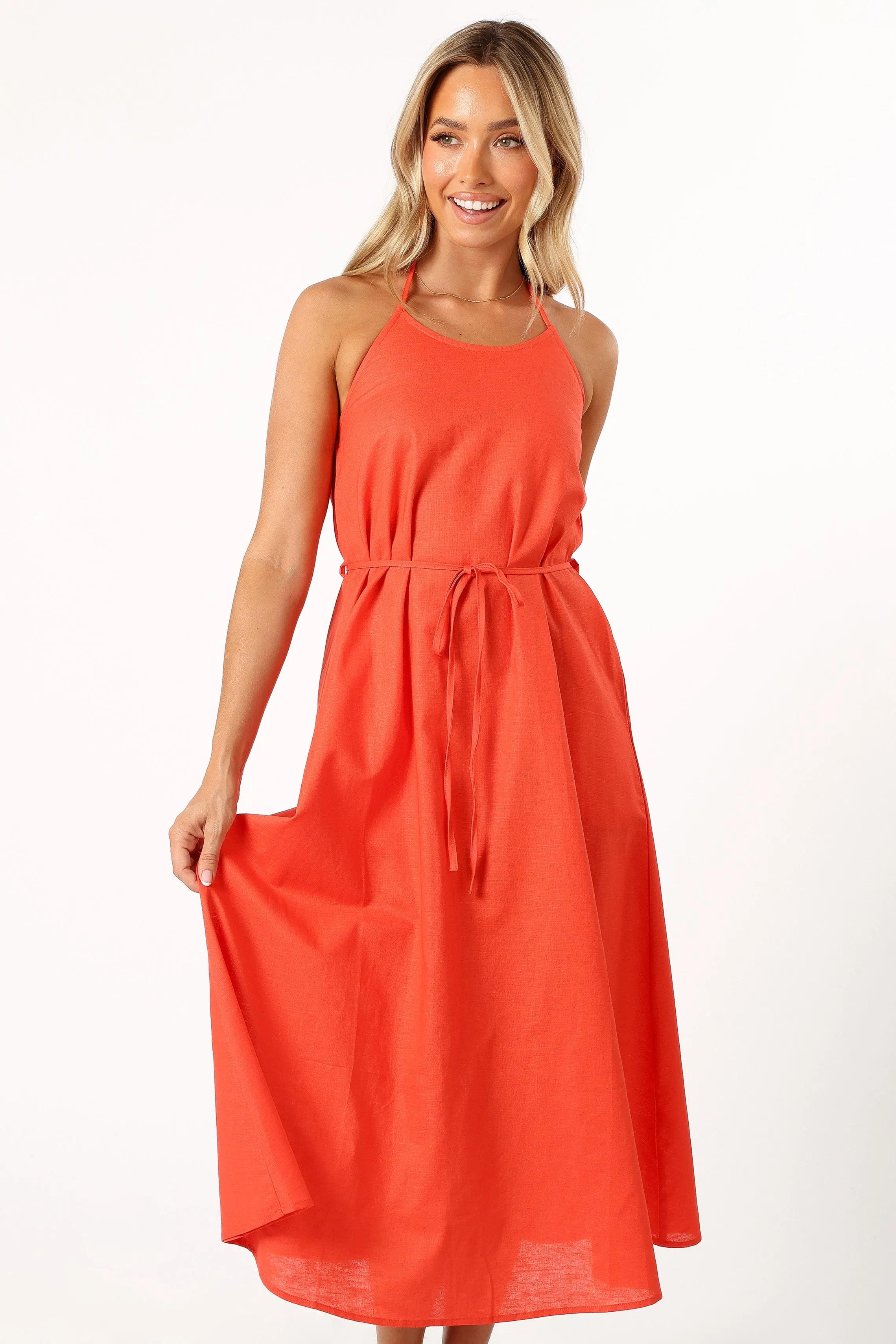 Nadine Halterneck Midi Dress - Coral sold by Petal & Pup product image thumbnail 3