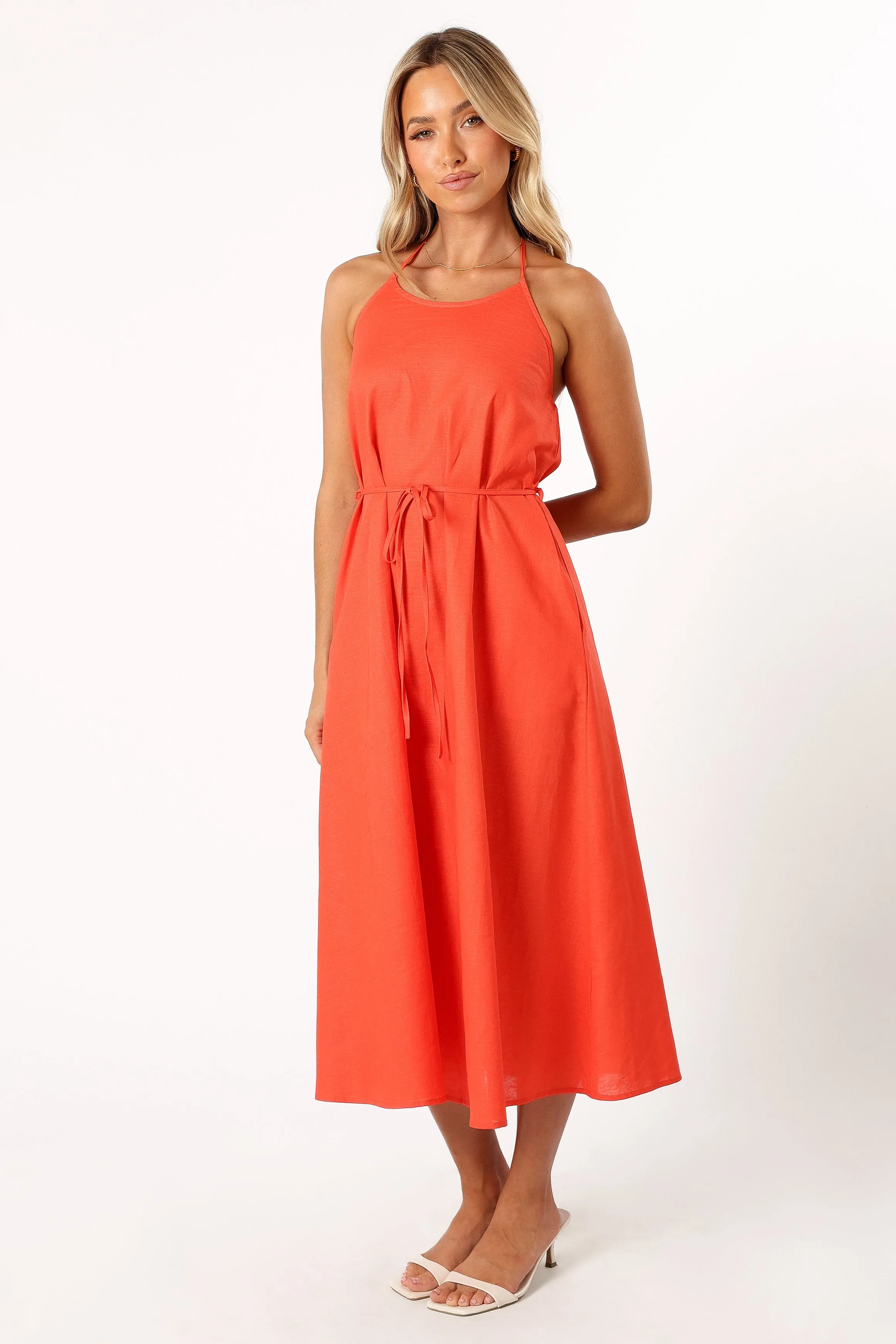 Nadine Halterneck Midi Dress - Coral sold by Petal & Pup product image thumbnail 4
