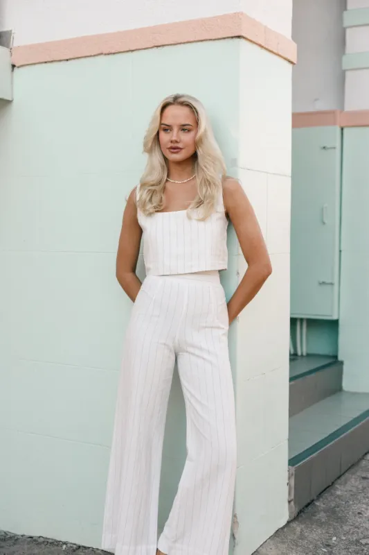 Windsor Top - White Stripe sold by Petal & Pup
