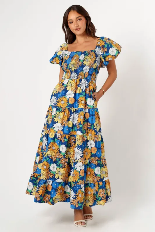 Elsie Short Sleeve Maxi Dress - Denim Blue sold by Petal & Pup