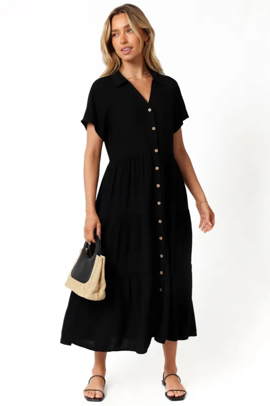 Natalya Midi Dress - Black sold by Petal & Pup