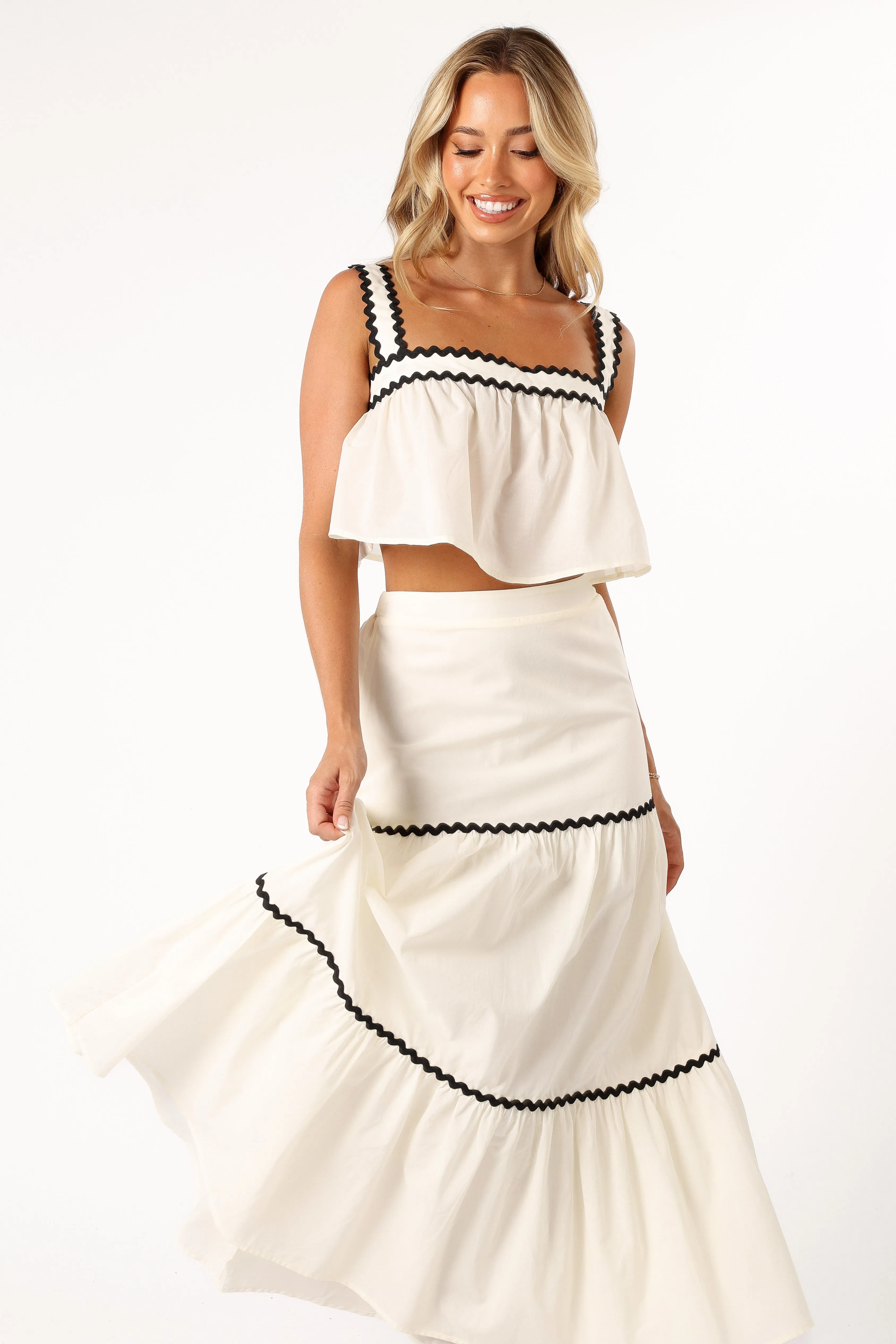 Otis Two Piece Set - Cream Black sold by Petal & Pup